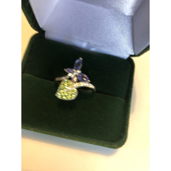Beautiful Sterling Silver Butterfly Flower Ring Colorful Swarovski Crystal SZ8.5 - Picture 8 of 8